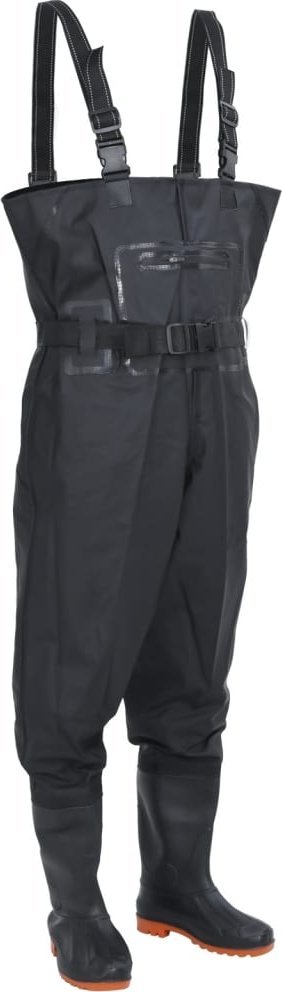 vidaXL Spodniobuty wędkarskie z paskiem, wysokie, czarne, rozmiar 39