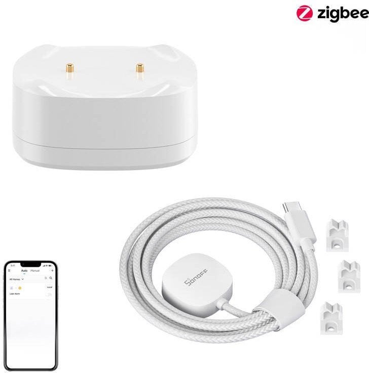 Zestaw czujnik zalania/wycieku wody ZigBee SONOFF SNZB-05P + Kabel WLDC200