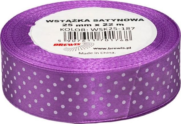 BREWIS Wstążka satynowa BREWIS kropki 25mm WSK25-187 Brewis