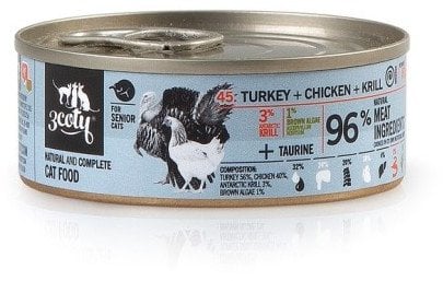 3Coty TURKEY + CHICKEN + KRILL for Senior Cats 80g