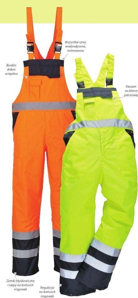 Portwest S489 Ocieplane oddychające ogrodniczki ostrzegawcze - żółty 4XL