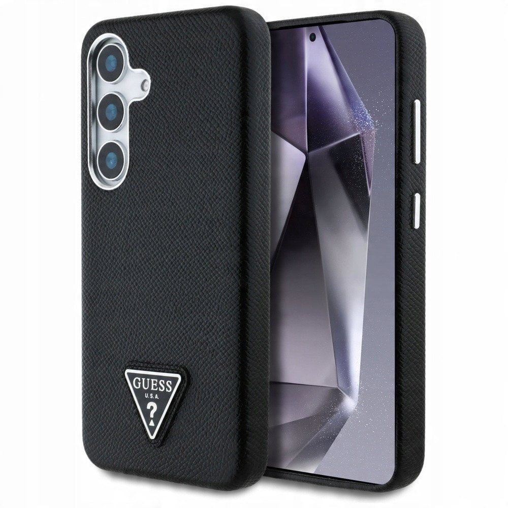 Guess Case Grained Triangle Logo MagSafe for Samsung Galaxy S25 black