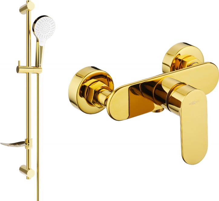 Bateria prysznicowa Mexen Mexen Milo DF05 bateria prysznicowa z zestawem prysznicowym, złota - 7134R05-50