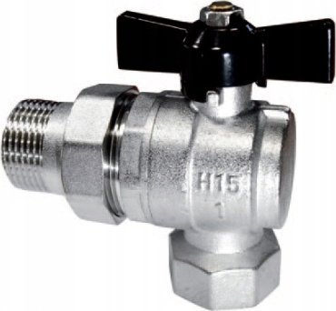 ZAWÓR KULOWY KĄTOWY Z PÓŁŚRUBUNKIEM I DŁAWIKIEM 1 // ZKWSK-25-WS-M-H