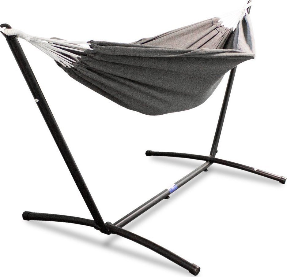 Lacestone ANTRACYTOWY HAMAK NA STELAŻU DO OGRODU ZEWNĘTRZNY SOLIDNA RAMA