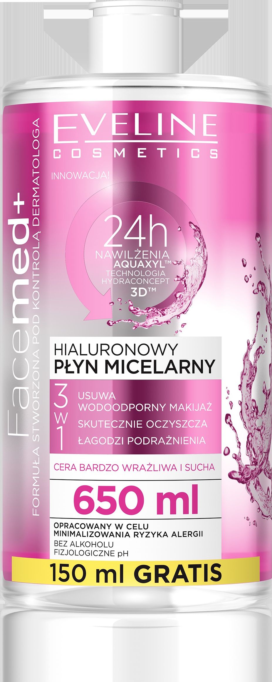 Eveline Facemed+ Hialuronowy Płyn micelarny 3w1 - cera bardzo wrażliwa i sucha 650ml