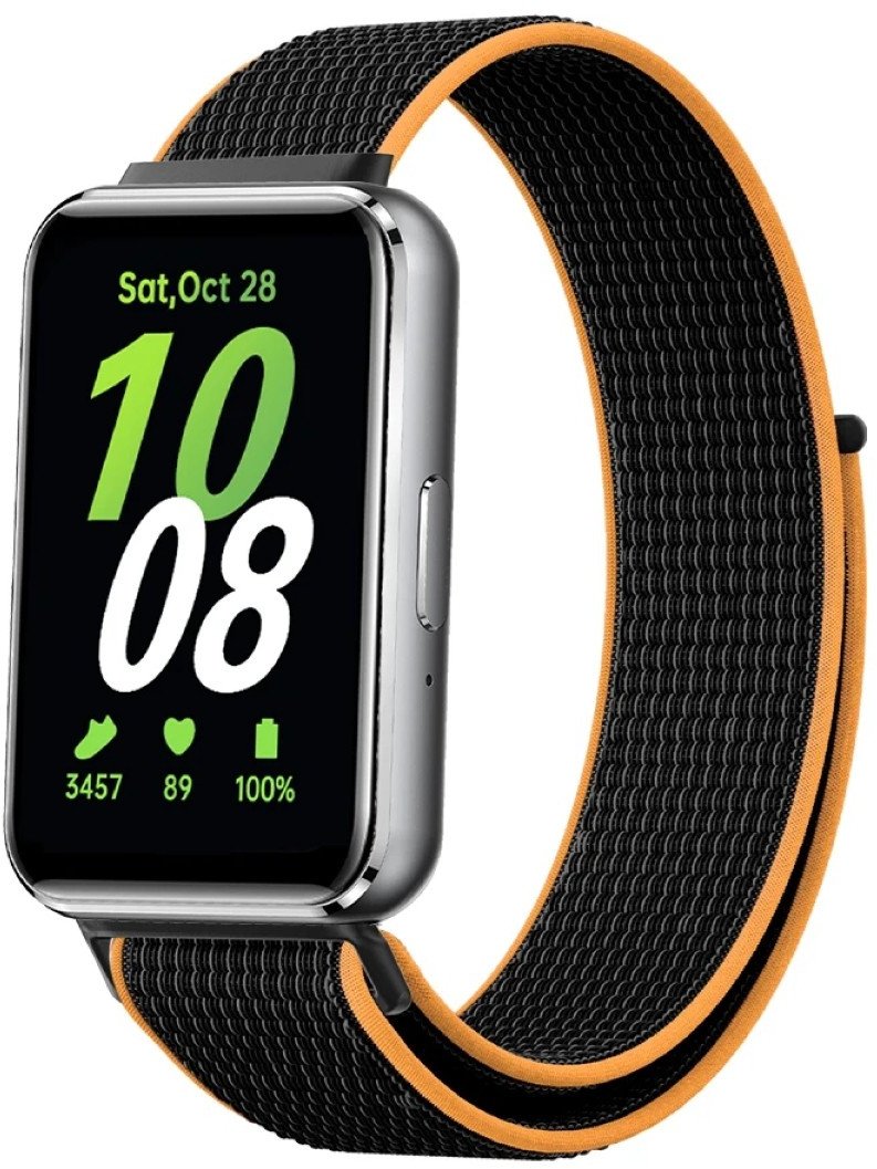 Pasek nylonowy do Samsung Galaxy Fit 3, czarno-pomarańczowy