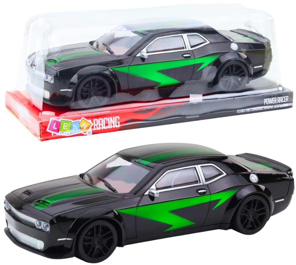 Samochód Sportowy Napęd Błyszcząca Karoseria Czarny Zielone Linie