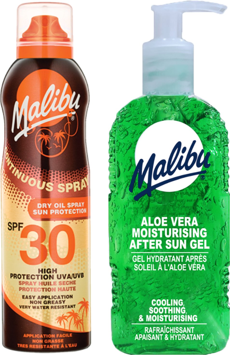 Malibu SPF30 Balsam Ochronny 175ml + Aloe Żel Po Opalaniu 200ml