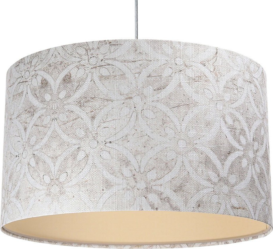 Lampa wisząca Lumes Szaro-kremowa lampa wisząca ze zdobionym abażurem - S363-Alkatra