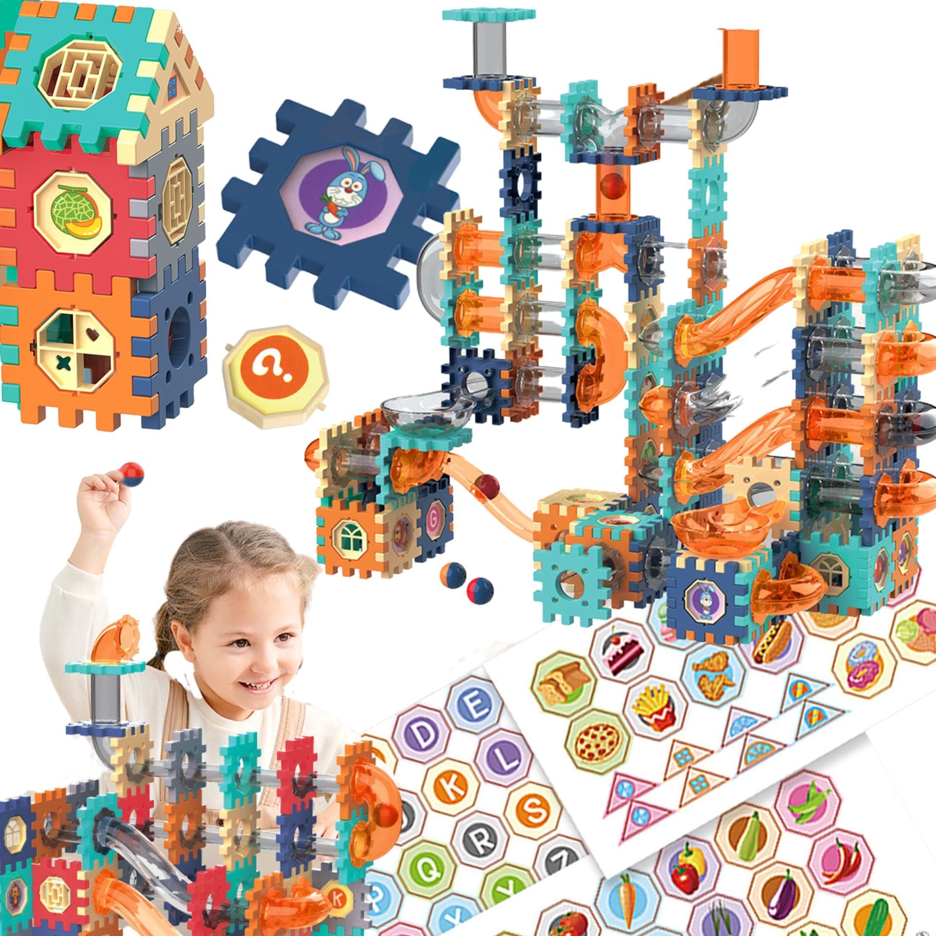 ProNice KLOCKI KONSTRUKCYJNE EDUKACYJNE TOR KULOWY DUŻY ZESTAW DO SKŁADANIA 335 ele