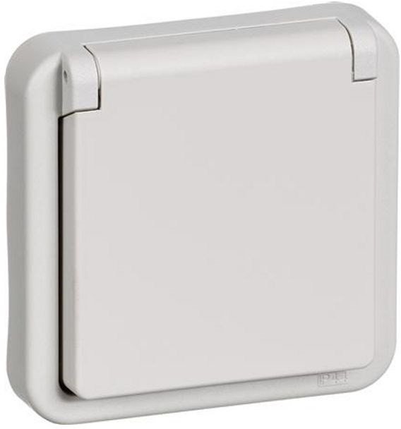 LAURITZ KNUDSEN Opus® 74 stikkontaktmed lampe2 polet med jordlysegrå