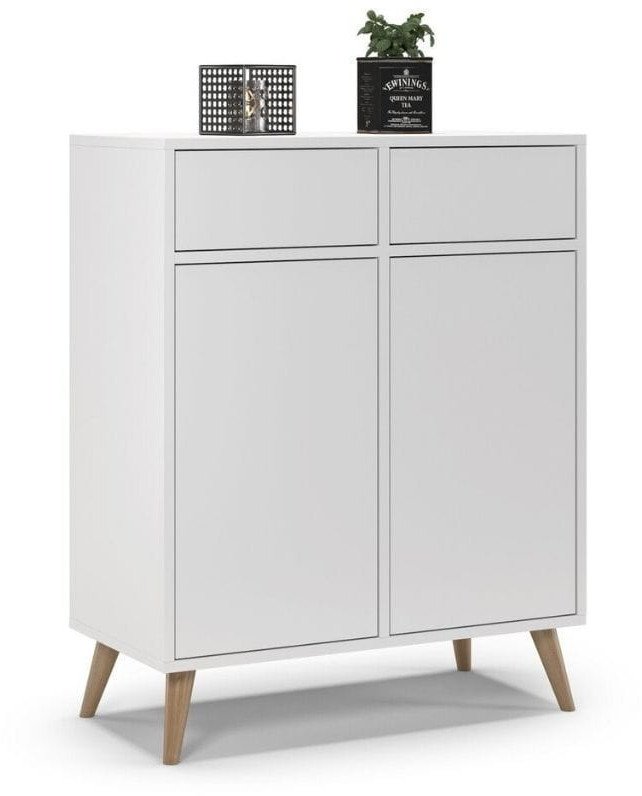 Komoda na nóżkach do sypialni, SKAND, 80x40x100 cm, biel, mat | TYLETEGOTU