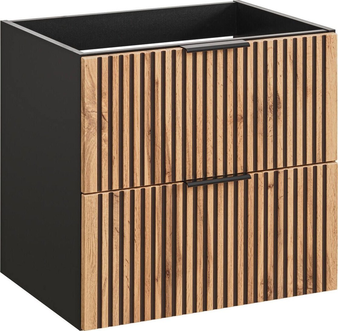 Comad Szafka wisząca pod umywalkę, Xilo, 60x46x57 cm, czarny, dąb wotan, mat