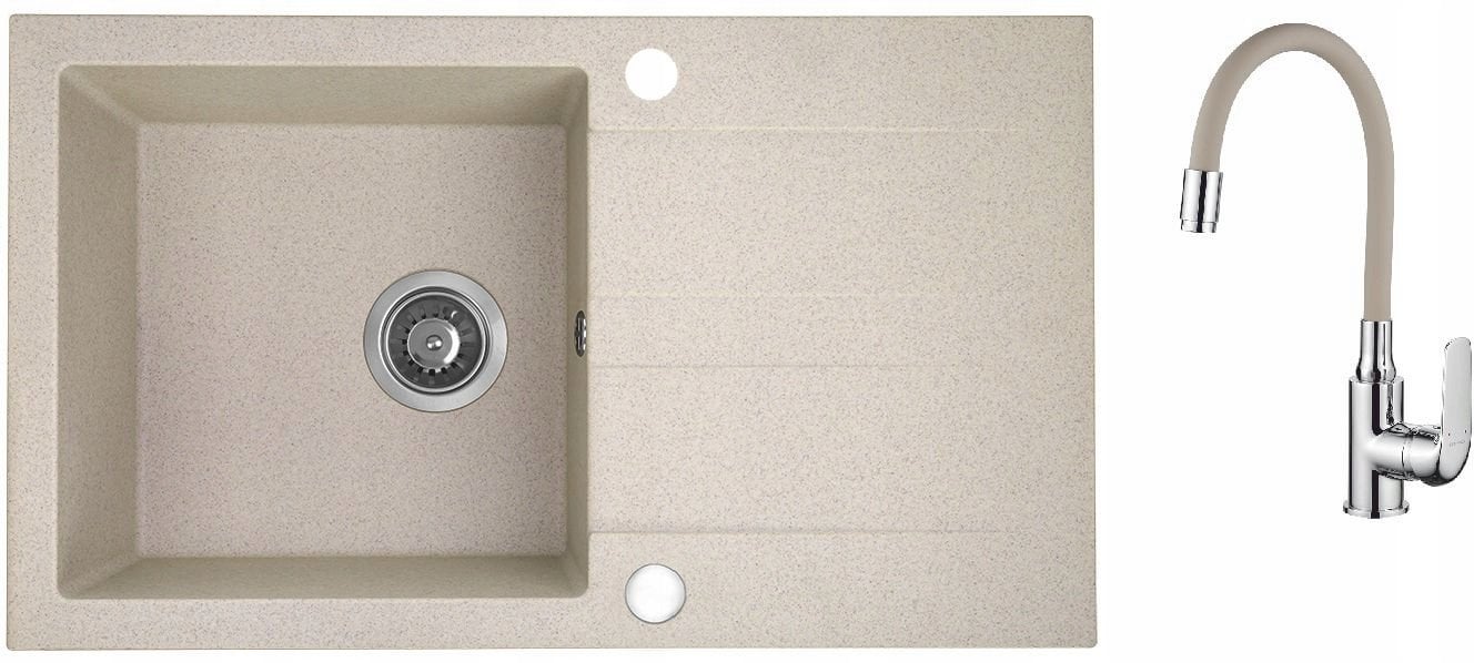 AQ.901-1012505 / AQUAFORM / MARANELLO ELASTICO / ZLEW GRANIT BEŻ 44X76CM , 1K+OC , BATERIA ELASTYCZNA , SYFON /