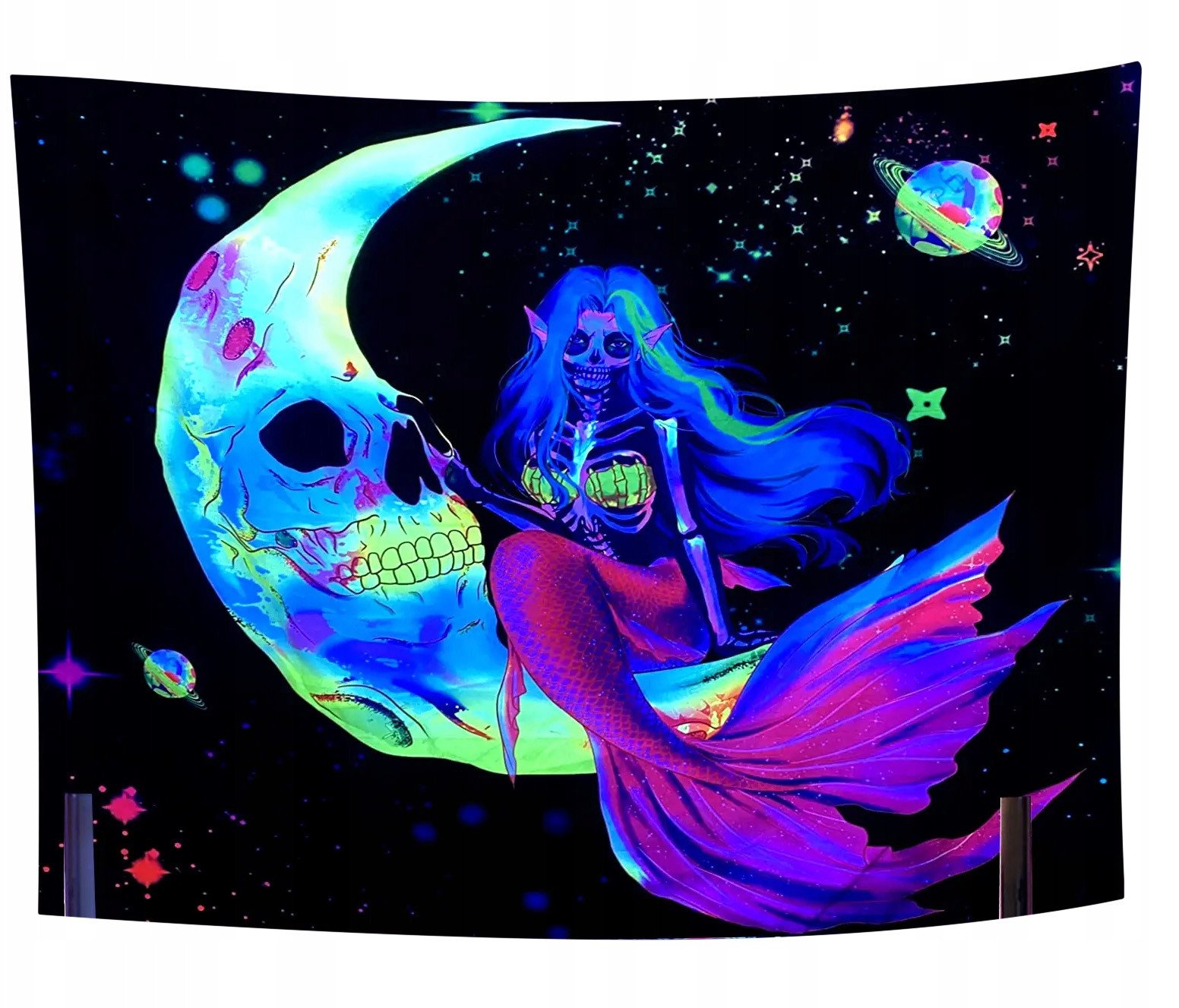 Dekoracja ŚCIENNA UV OBRAZ Fluorescencyjny GOBELIN ODBLASK 150cm XL Księżyc
