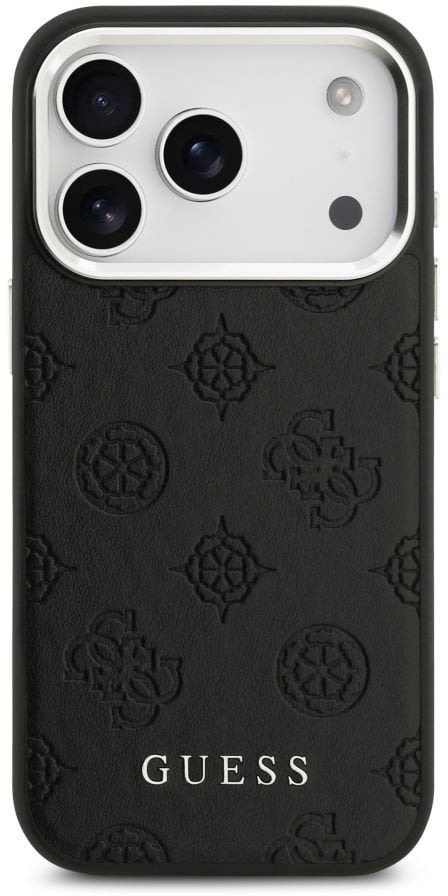 Guess Peony Hot Stamp Script MagSafe Case for iPhone 17 Pro Max Black