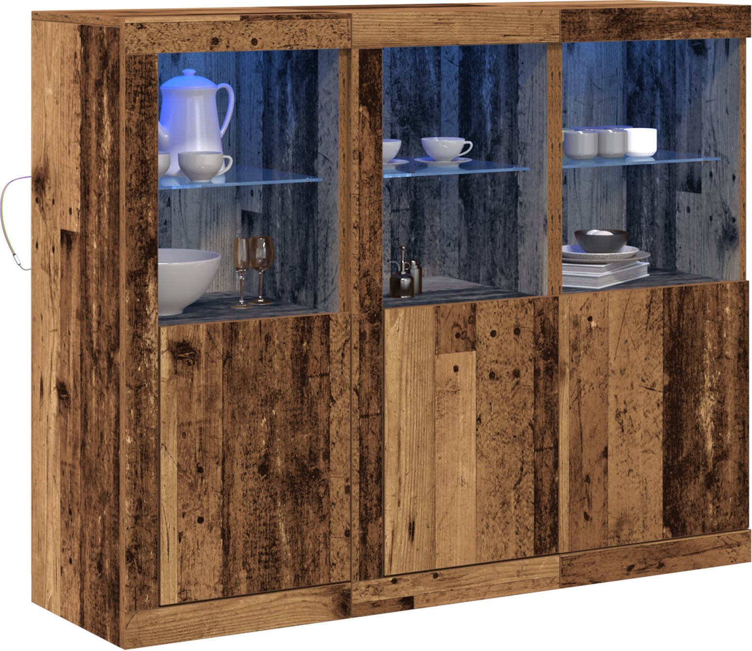 vidaXL Bufet 3 pcs Stare drewno 123 x 37 x 100 cm