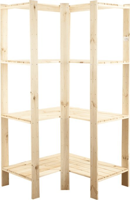 Wamar-Sosenka MAXI Regał Narożny Drewniany 166,4x85x50 cm 4 Półki ażurowe Surowy Drewno sosnowe Naturalny MAXI-4WA / Wamar-Sosenka