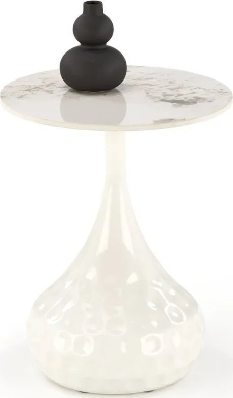 Halmar Stolik kawowy VERDE 40x40 biały marmur/biały HALMAR