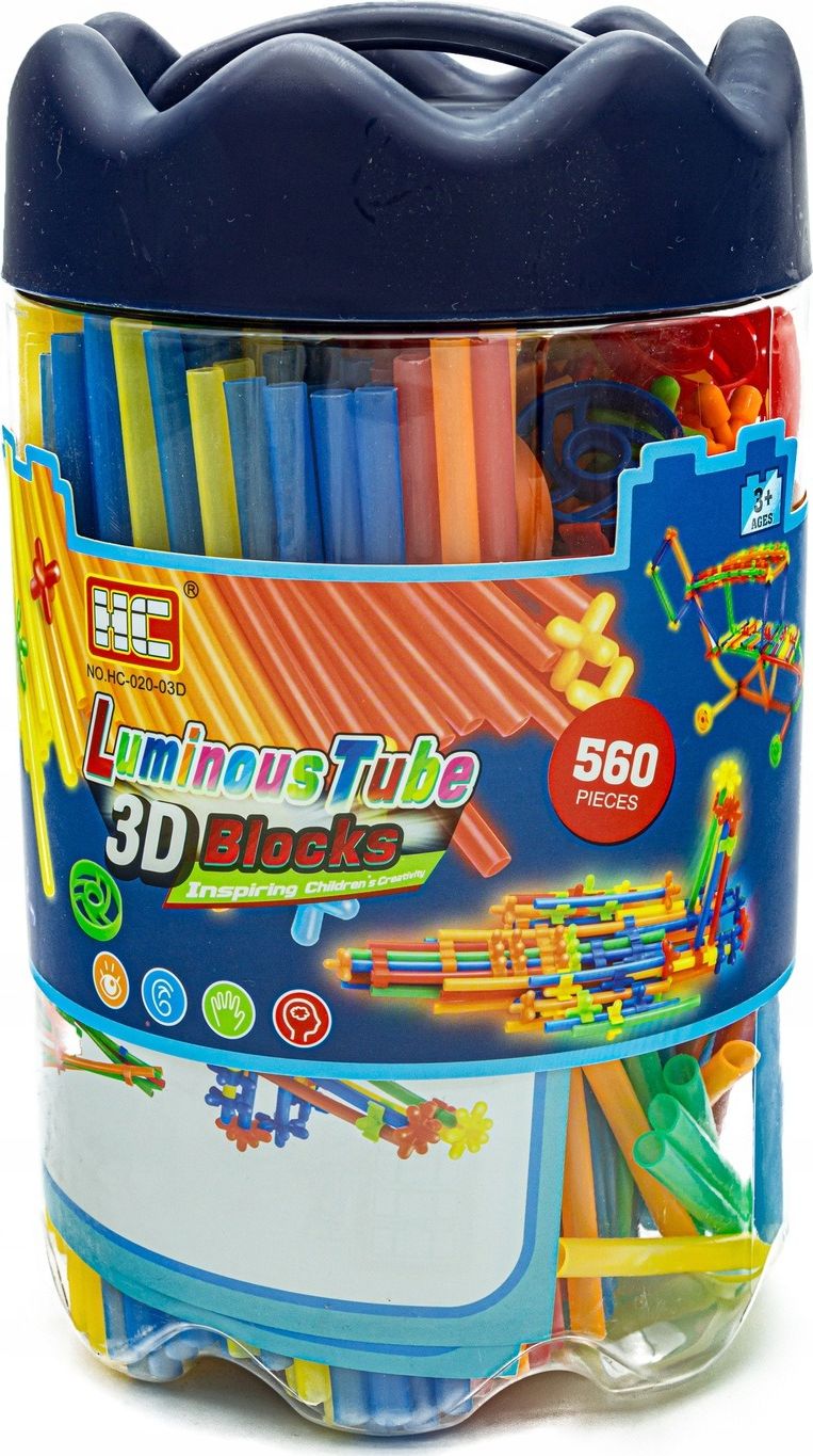 Słomki Konstrukcyjne, Klocki , Patyczki 560el. Świecące W Ciemności, Nowa Wersja 3D