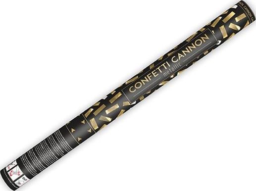 Party Deco Tuba strzelająca konfetti, złote paski, 60 cm uniwersalny