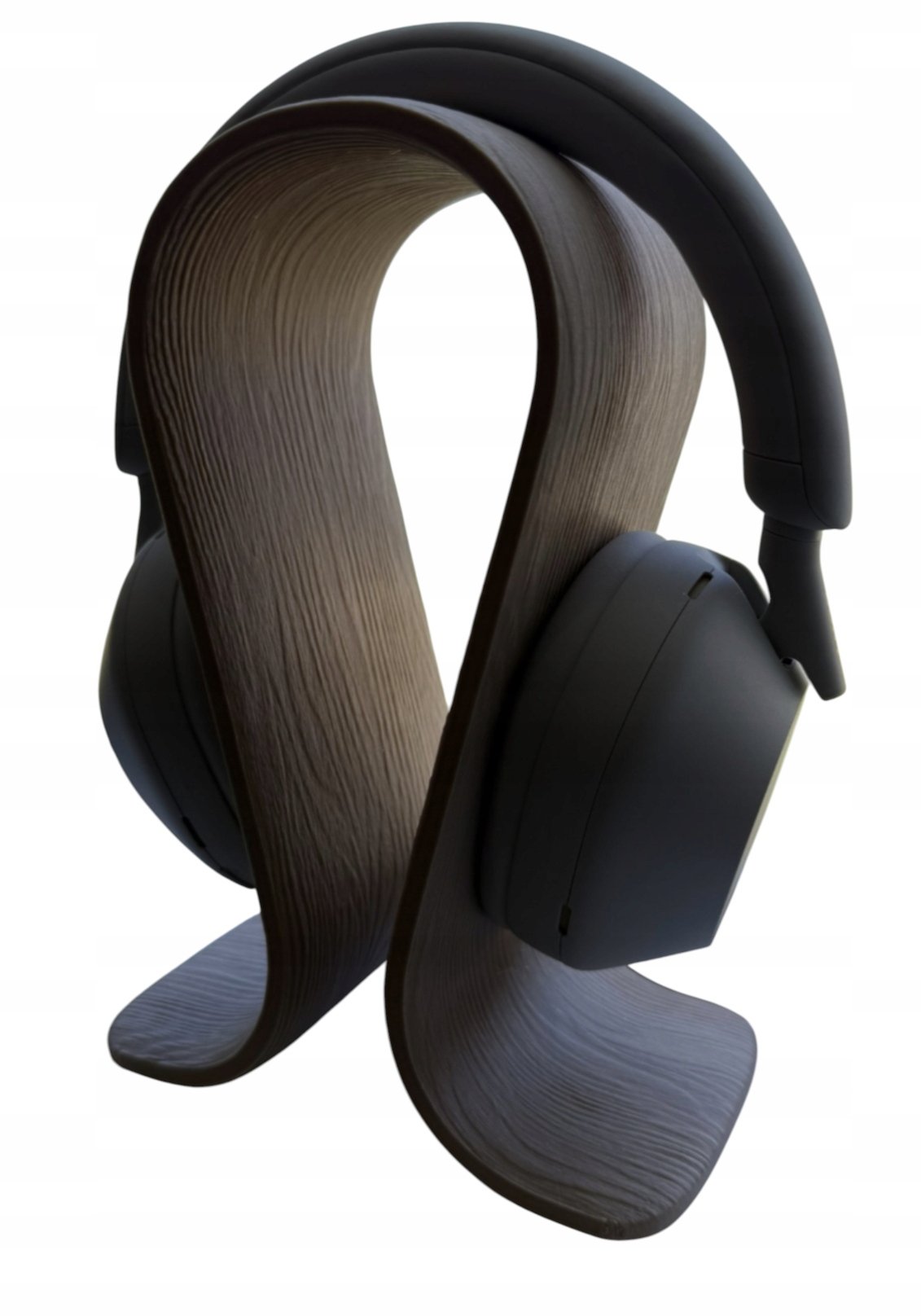 Uchwyt na słuchawki Omega styl drewna, elegancki stojak na biurko