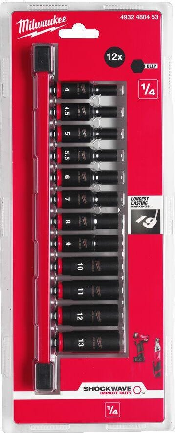 Milwaukee MILWAUKEE SET OF IMPACT SOCKETS 1/4" 12 pcs.