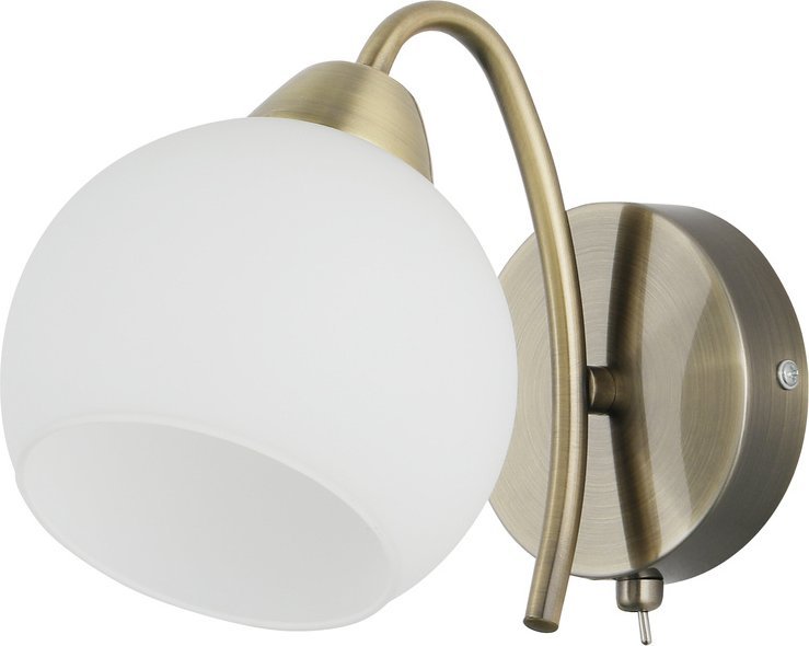 Kinkiet Candellux NESTOR Lampa kinkiet patynowy 1x40W E27 klosz biały