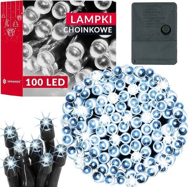 Lampki choinkowe Springos Lampki choinkowe 200 Led biały zimny 15,5 m oświetlenie świąteczne UNIWERSALNY