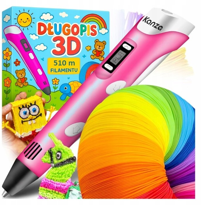 Hitbaits DŁUGOPIS 3D PEN Różowy FILAMENT 510M KANZA