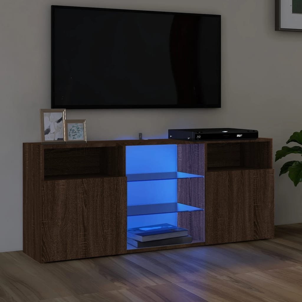 vidaXL vidaXL Szafka TV z oświetleniem LED, brązowy dąb, 120x30x50 cm