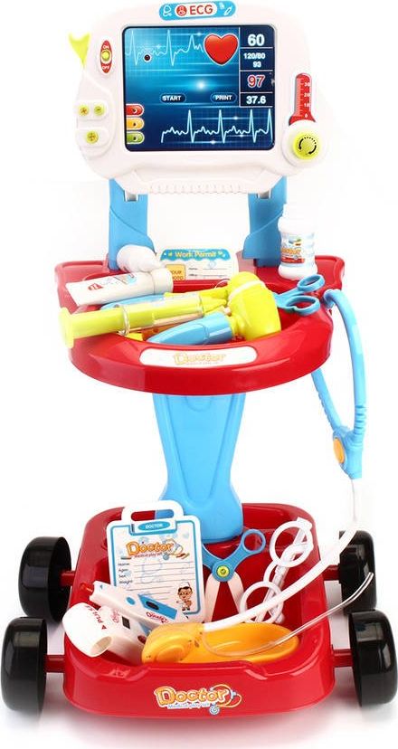 KIK Wózek Lekarski Z Akcesoriami Czerwony