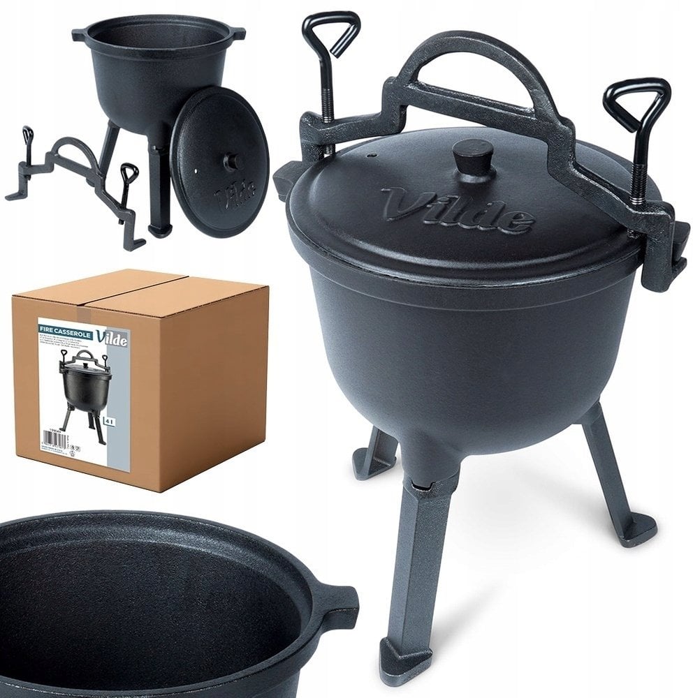 Kociołek Żeliwny Myśliwski na Nóżkach z Pokrywką VILDE CAST LINE 4 L