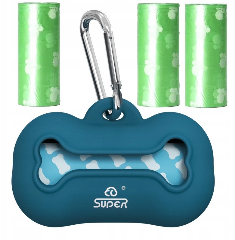 POJEMNIK ETUI na PSIE WORKI ODCHODY do OBROŻY +3 ROLKI SILIKON Karabińczyk