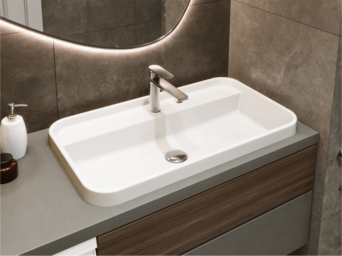 Umywalka wpuszczana MIRAGGIO OCEAN 70*40*15 Połysk Biała 8813680