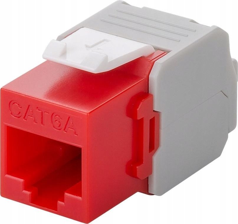 Goobay CAT 6A gniazdo Keystone RJ45, UTP, 500 MHz - Wersja kolorystyczna Czerwony