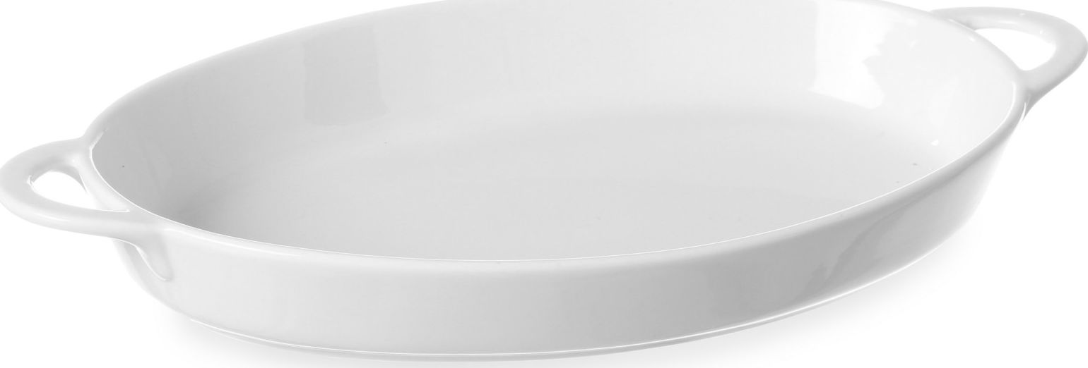 Hendi Półmisek do zapiekania owalny z uchwytami 165x105x30mm biała porcelana - Hendi 784006 Półmisek do zapiekania owalny z uchwytami 165x105x30mm bia