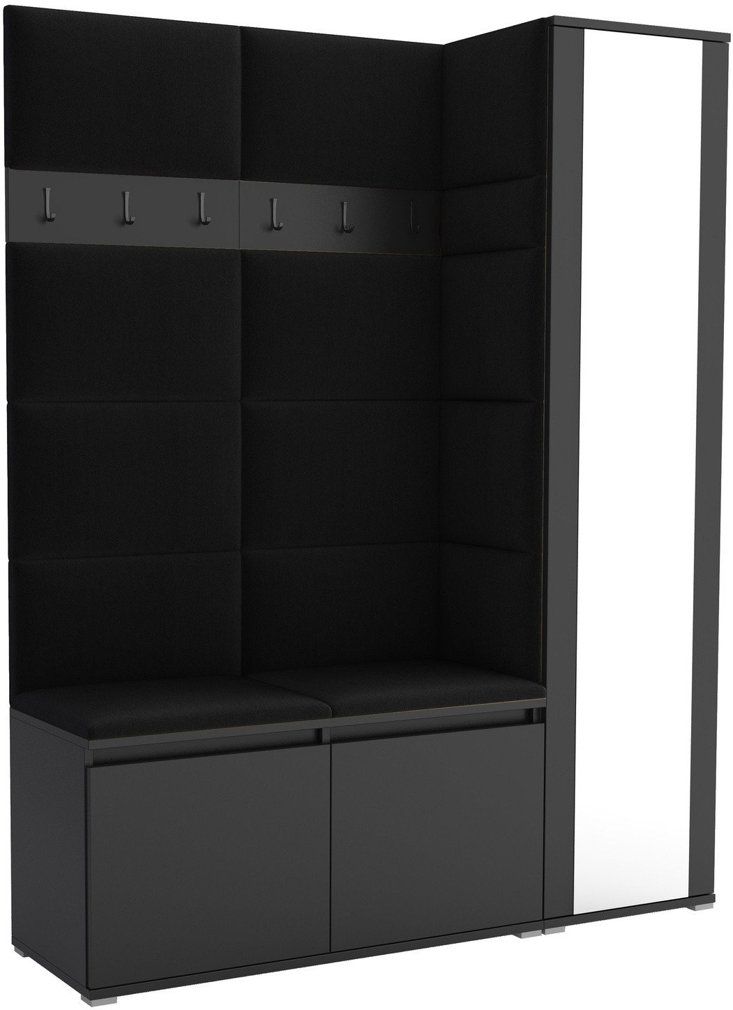 Tapicerowana garderoba Noris VII z lustrem - kolor czarny + tkanina Trinity 16