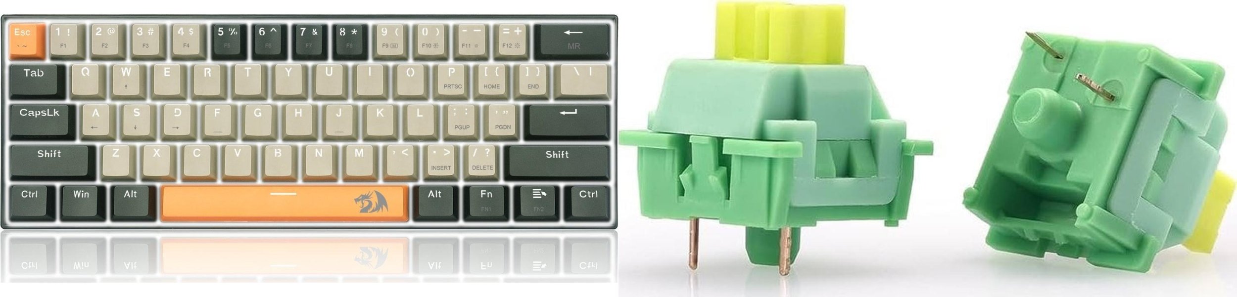 Klawiatura Redragon Redragon K606 Lakshmi Red switch (K606-OG&GY&BK) + A113 QT Bullet Keycaps (A113QT)