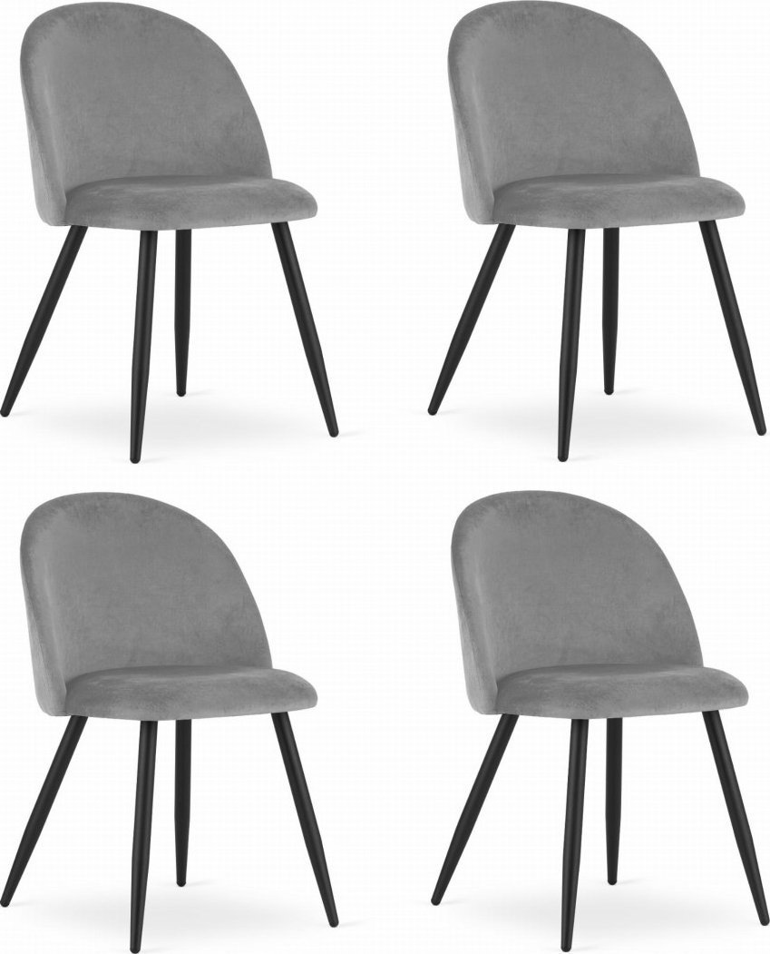 Krzesło BELLO - aksamit jasnoszare / nogi czarne x 4