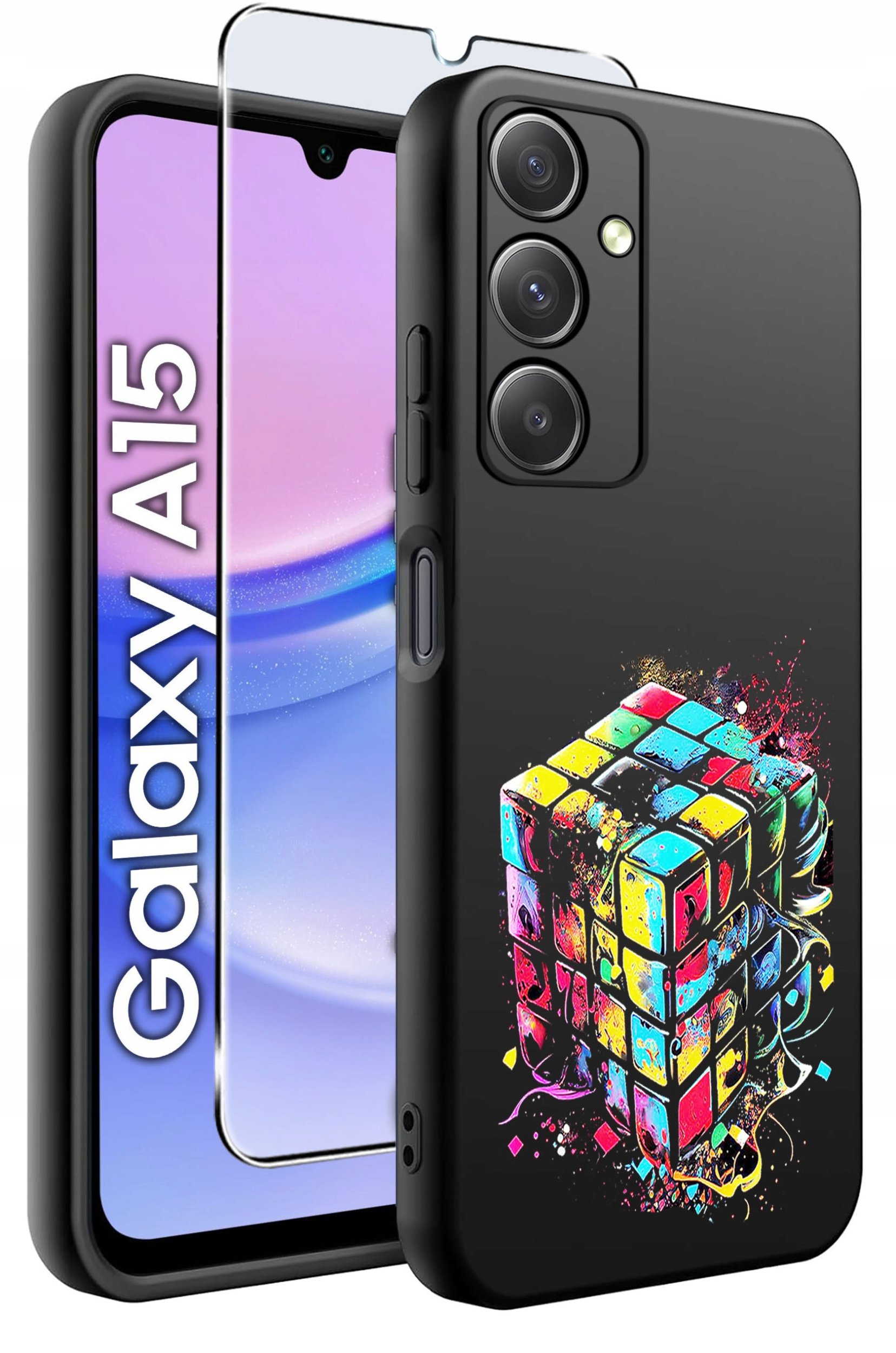 ETUI do Samsung A15 4G | 15 5G WZORY | SILIKONOWE MATT CASE + SZKŁO 9H