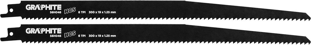 Graphite Brzeszczoty bagnetowe (Brzeszczot do piły szablastej, HCS, 300 x 19 x 1.25 mm, 6TPI, kpl. 2 szt.)