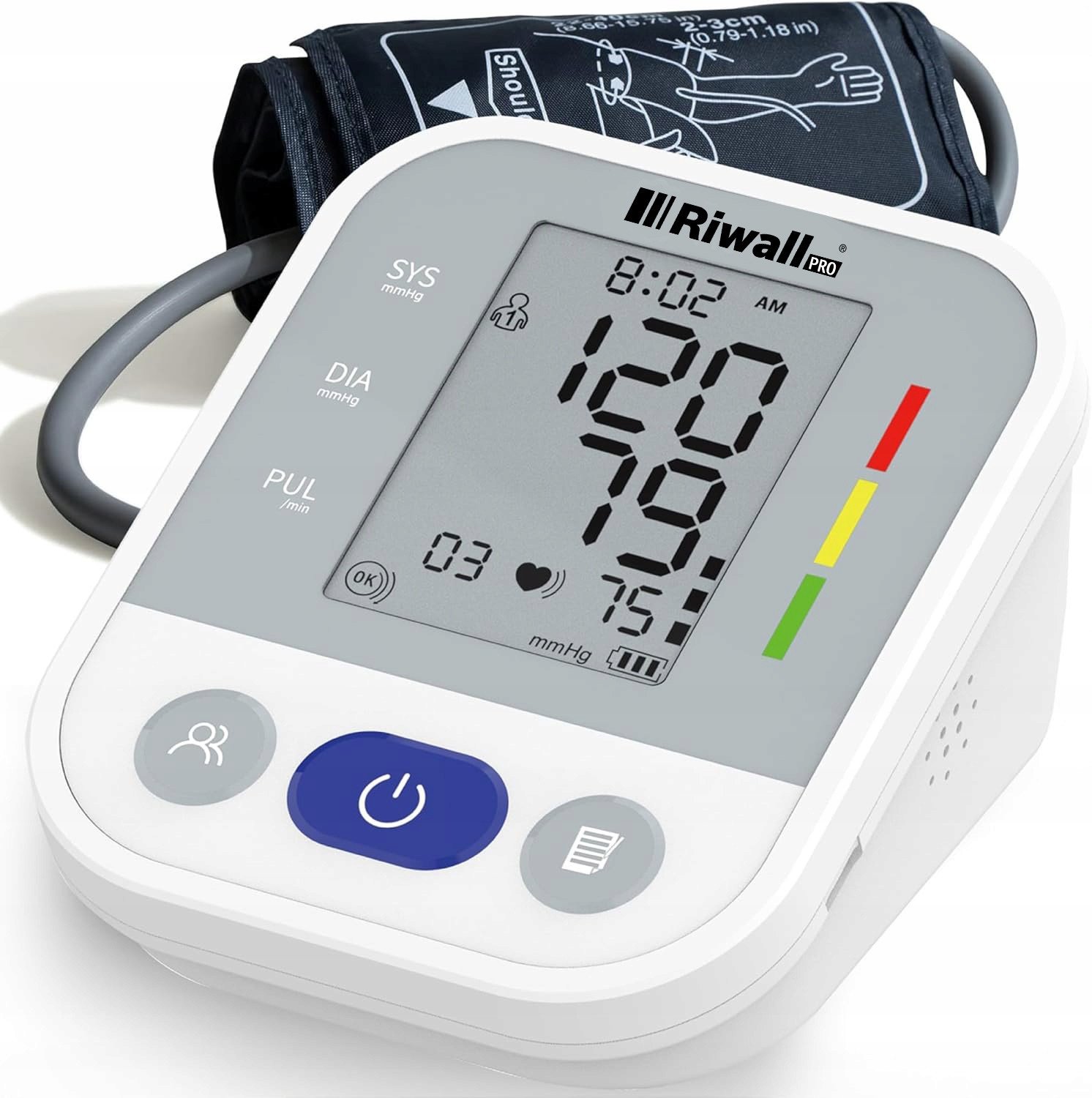 CIŚNIENIOMIERZ MEDYCZNY NARAMIENNY ELEKTRO ARYTMIA BATERIE RIWALL RBP-01