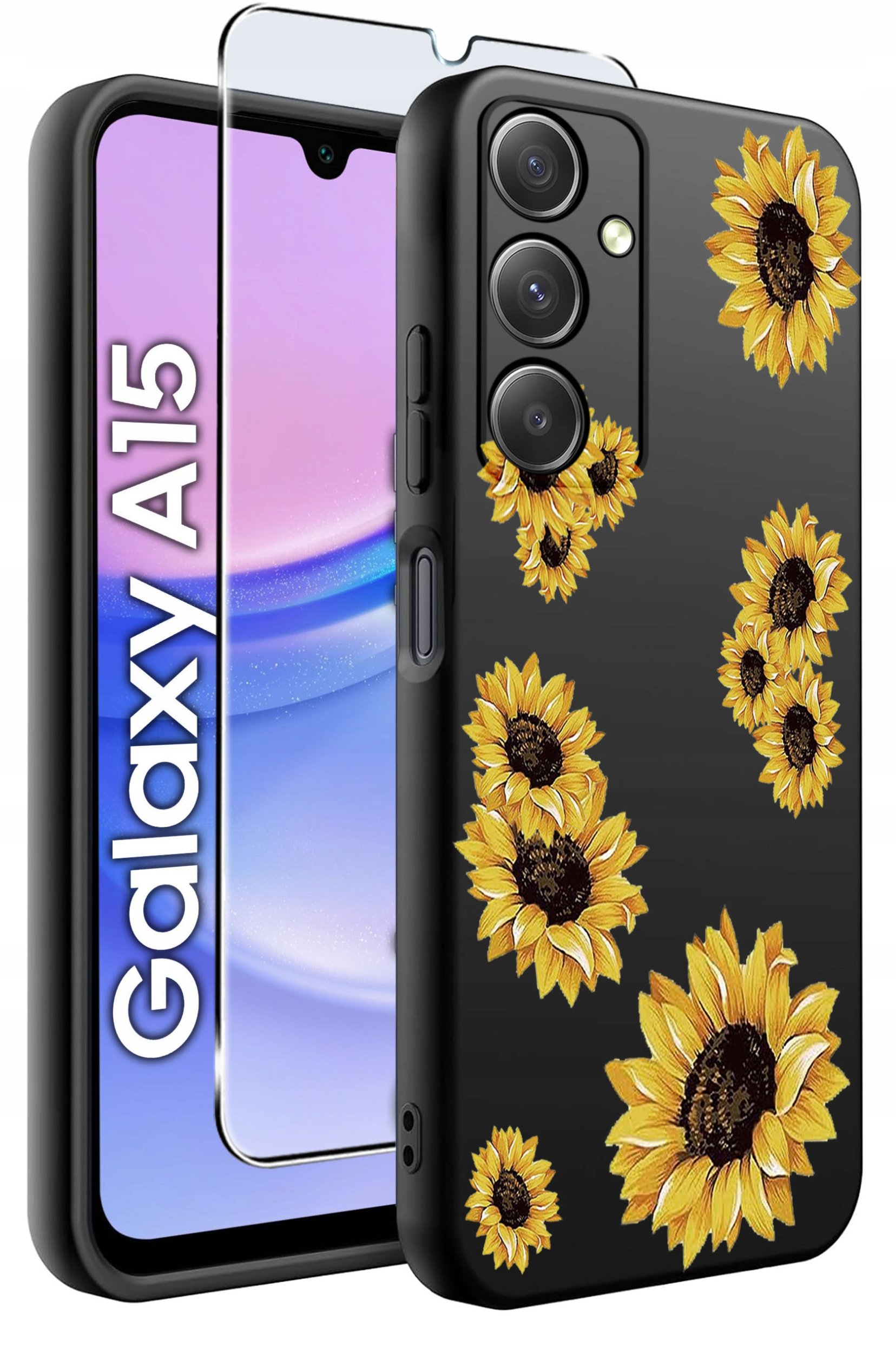 ETUI do Samsung A15 4G | 15 5G WZORY | SILIKONOWE MATT CASE + SZKŁO 9H