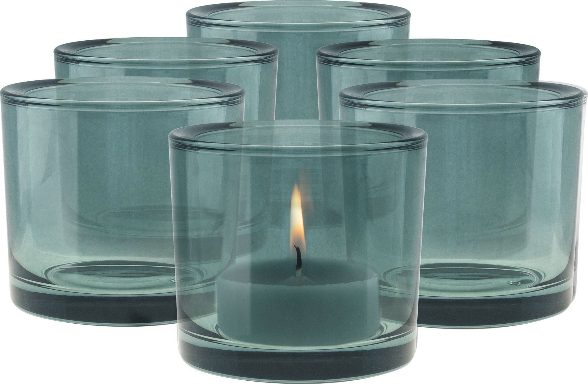 Trend Glass Pojemniki na świeczki i tealighty zielone 6x 8 cm Luna