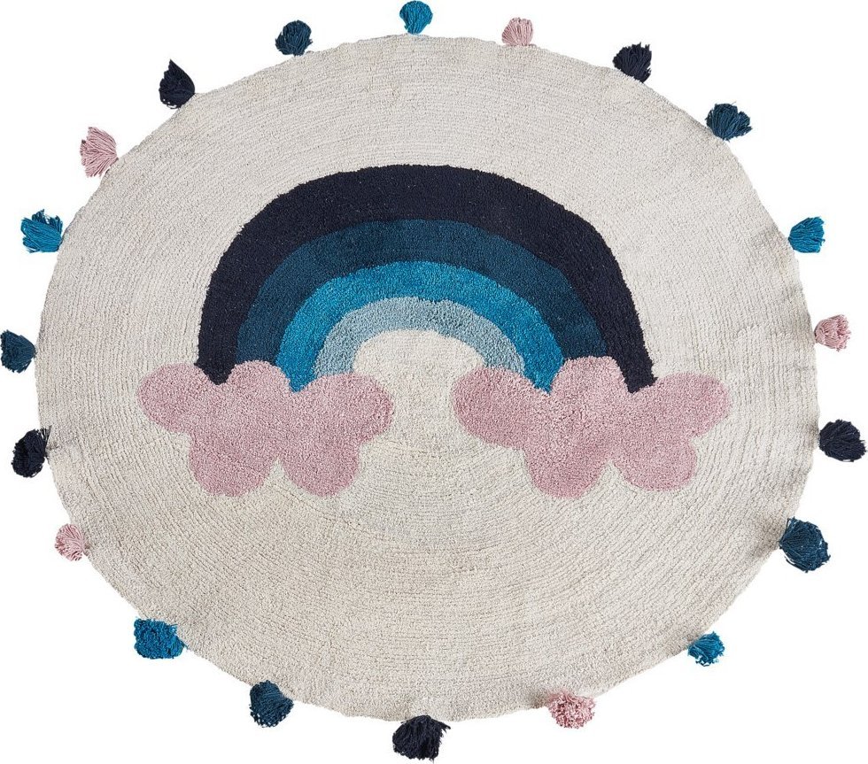 Beliani Dywan okrągły dziecięcy bawełniany w tęcze ø 120 cm wielokolorowy GORISA