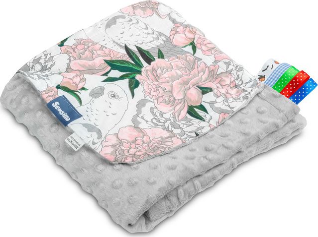 Sensillo Koc Minky 75x100 szary kwiaty Sensillo
