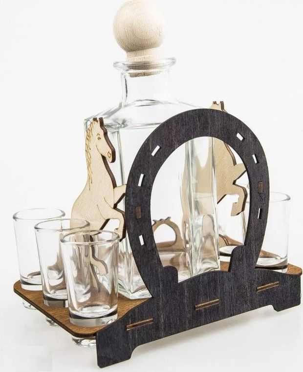 Anapol Karafka do wódki PODKOWA na Szczęście+6 kieliszki