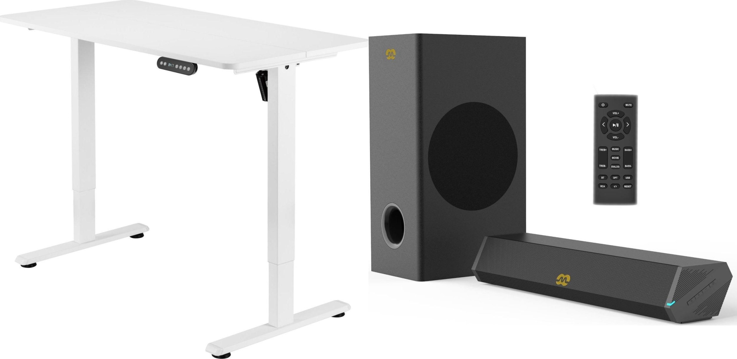 Biurko Mozos Biurko Mozos ED PRO WH Białe 120 cmx60 cm + Głośniki komputerowe GS-BAR BT